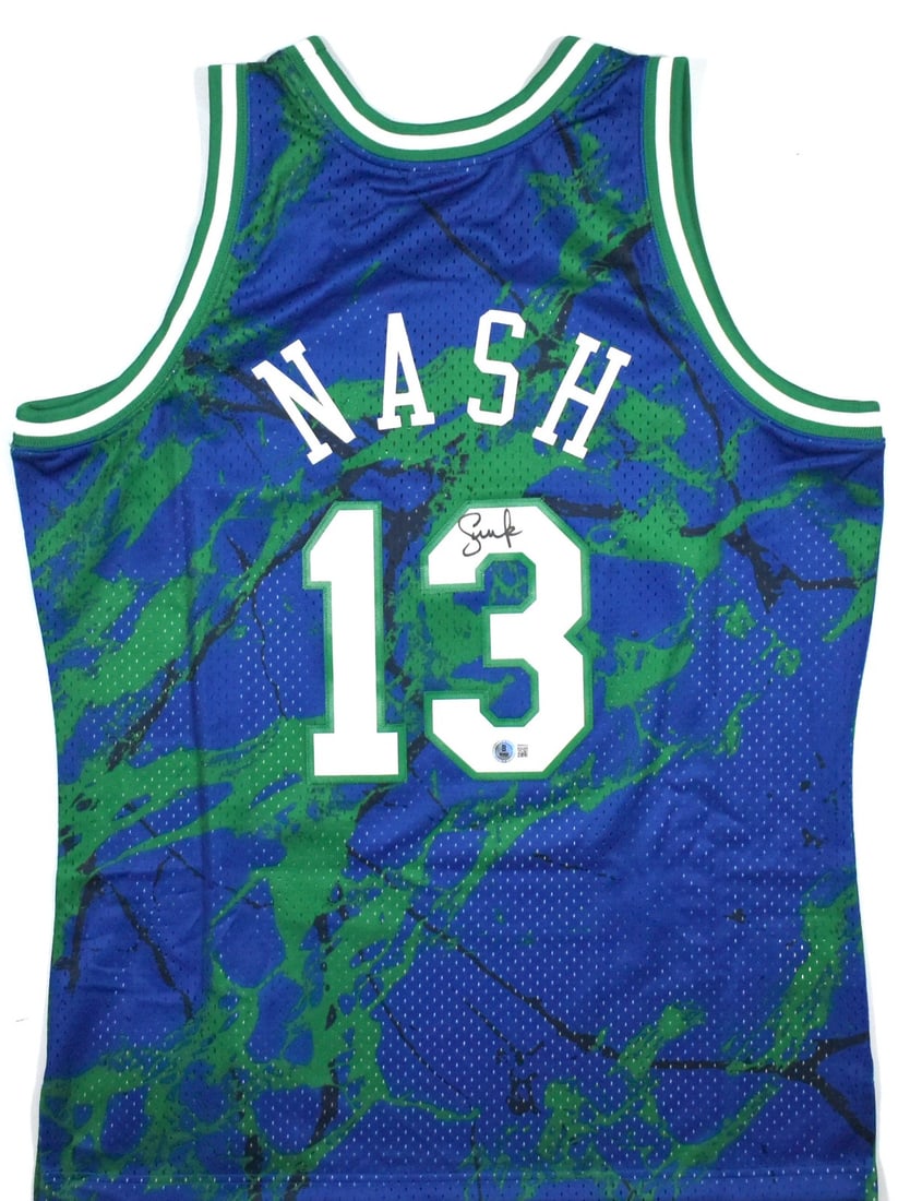 Steve Nash Dallas Mavericks Signed Jersey Mitchell & Ness Beckett Hologram: Steve Nash Dallas Mavericks Signed Jersey Mitchell & Ness Beckett Hologram This is an original Dallas Mavericks jersey signed by NBA player Steve Nash. The jersey is a Mitchell & Ness model, featuring