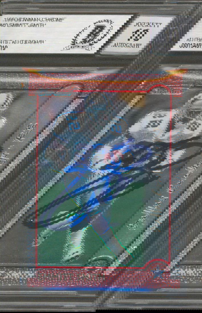 Emmitt Smith Signed 1999 Bowman Chrome #40 Card Gem Mint 10 BAS (1 of 2)