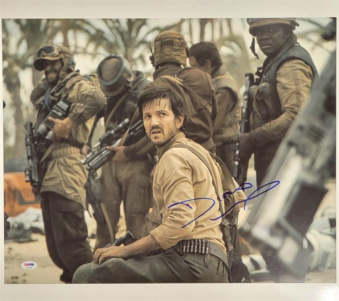 Diego Luna Signed Andor 16x20 Photo PSA/DNA Authenticated: Diego Luna Signed Andor 16x20 Photo PSA/DNA Authenticated This is an original 16x20 photograph featuring Diego Luna's autograph, showcasing his role in the Star Wars series, Andor. The autograph has b