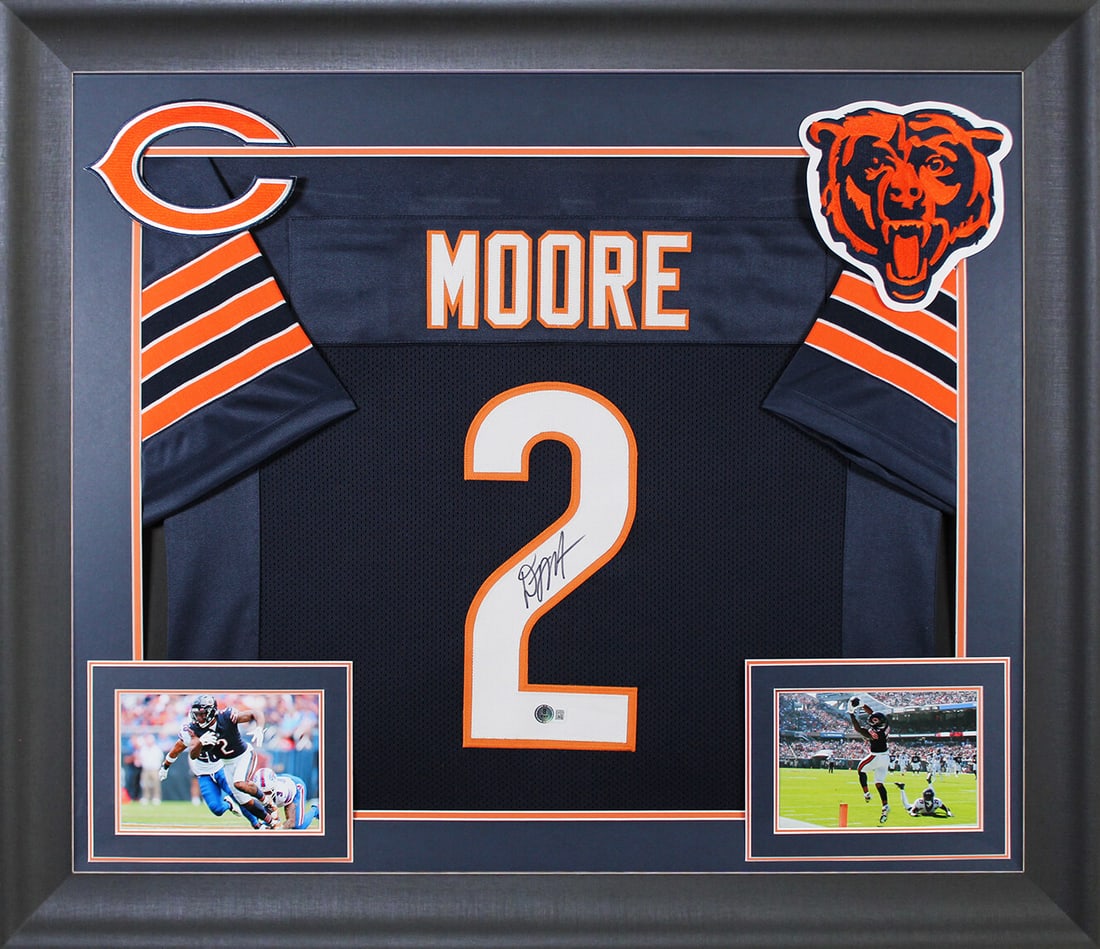 D.J. Moore Signed Navy Framed Jersey Chicago Bears BAS Witnessed: D.J. Moore Signed Navy Framed Jersey Chicago Bears BAS Witnessed Celebrate your fandom with this authentic signed navy Pro Style framed jersey of D.J. Moore from the Chicago Bears. This unique piece i
