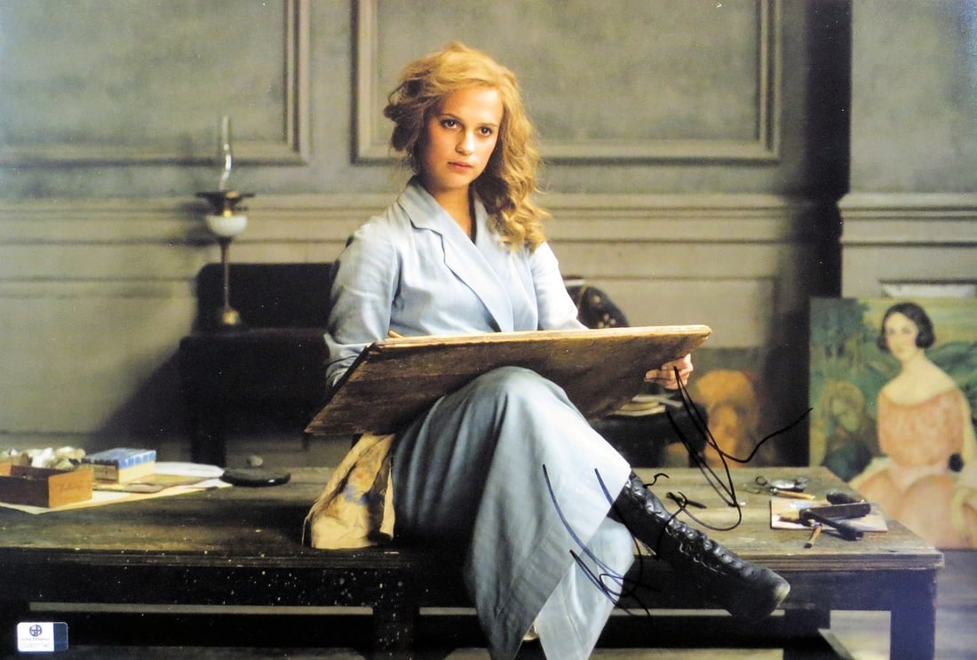 Alicia Vikander Signed 12x18 Photo The Danish Girl JSA Authenticated: Alicia Vikander Signed 12x18 Photo The Danish Girl JSA Authenticated This stunning 12x18 photograph features Alicia Vikander, known for her award-winning role in 'The Danish Girl.' The image is beauti