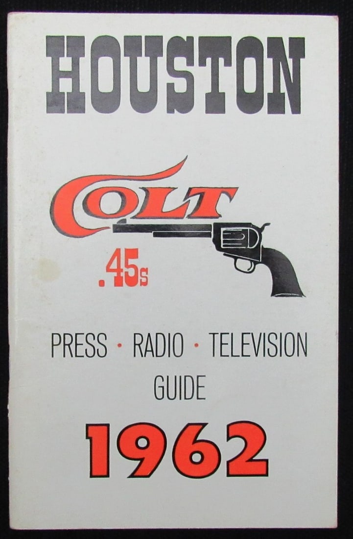 1962 Houston Colt .45s MLB Press Guide Original First Season: 1962 Houston Colt .45s MLB Press Guide Original First Season This original 1962 Houston Colt .45s Media/Press Guide marks the inaugural season of the team in Major League Baseball (MLB). It provides a