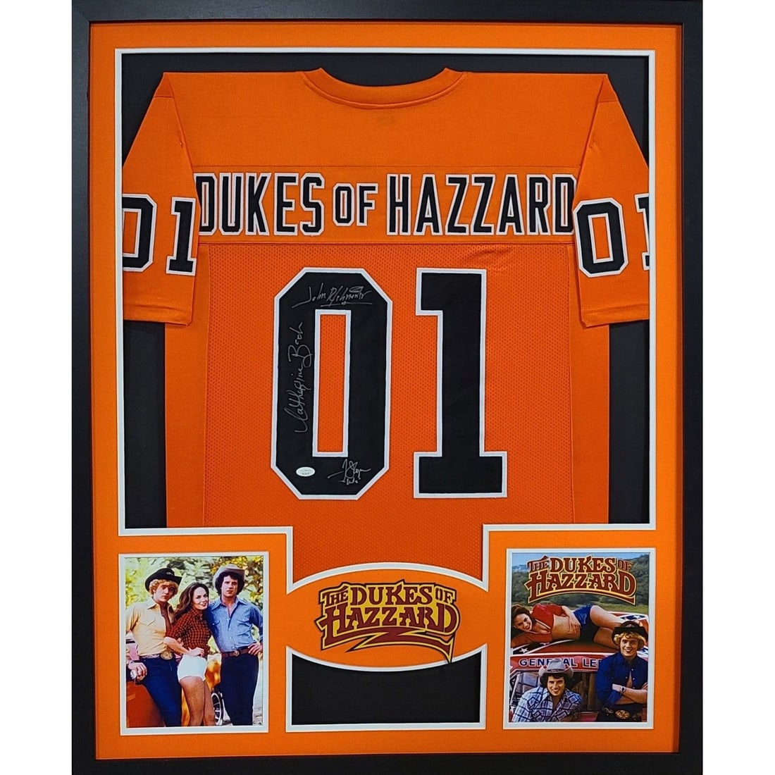 Dukes of Hazard Signed Framed Jersey JSA Authenticated 42x34: Dukes of Hazard Signed Framed Jersey JSA Authenticated 42x34 This autographed Dukes of Hazard jersey features a stunning design and is authenticated by JSA, a leading name in sports memorabilia authen