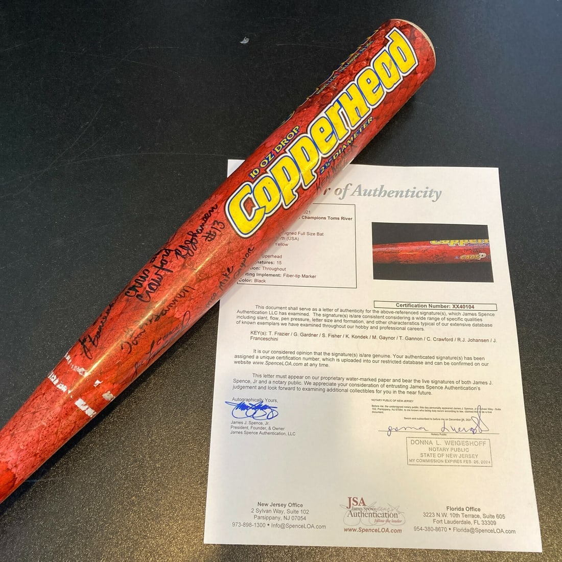 1998 Toms River Little League Signed Bat with Todd Frazier JSA Authenticated: 1998 Toms River Little League Signed Bat with Todd Frazier JSA Authenticated Celebrate a remarkable achievement in youth sports with this team-signed baseball bat commemorating the 1998 Toms River, Ne