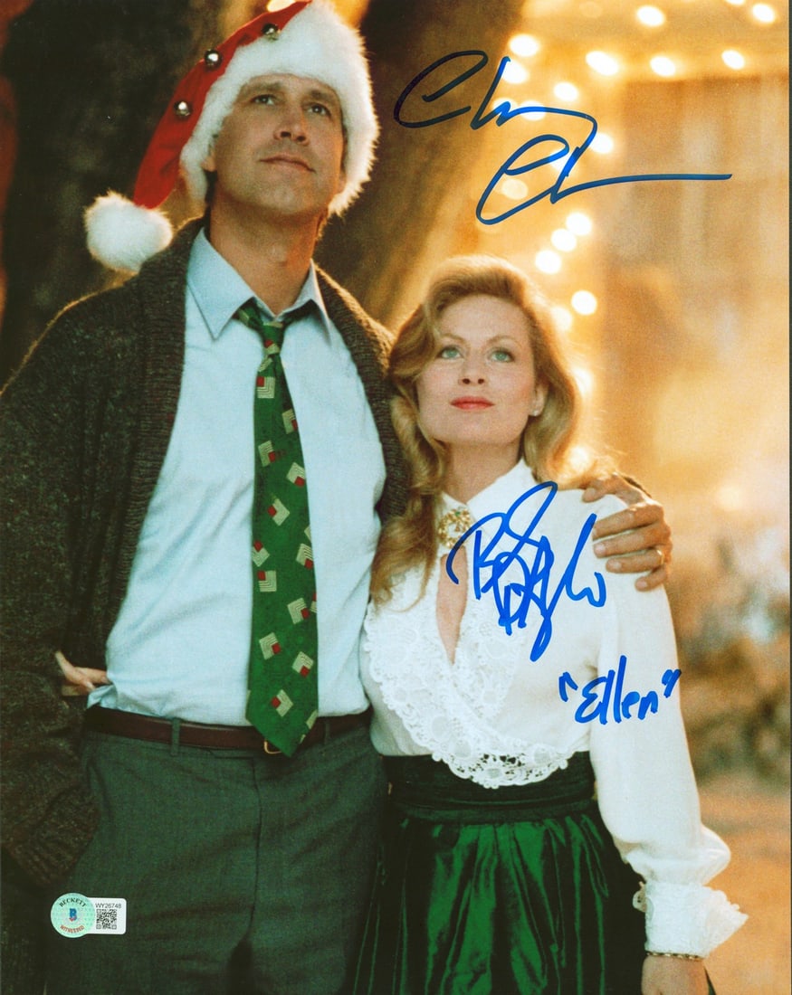 Chevy Chase Beverly D'Angelo Signed 11x14 Photo National Lampoon Beckett Authenticated: Chevy Chase Beverly D'Angelo Signed 11x14 Photo National Lampoon Beckett Authenticated Celebrate the holiday spirit with this autographed 11x14 photograph featuring Chevy Chase and Beverly D'Angelo fr