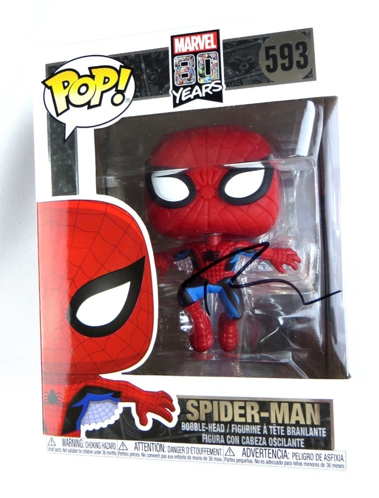 Tobey Maguire Signed Funko POP Spider-Man 593 Beckett Authenticated: Tobey Maguire Signed Funko POP Spider-Man 593 Beckett Authenticated This Funko POP! figure features Tobey Maguire as Spider-Man, beautifully autographed by the actor himself. Each autograph has been a