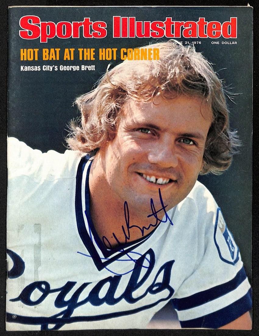 George Brett Signed 1976 Sports Illustrated Magazine JSA Authenticated: George Brett Signed 1976 Sports Illustrated Magazine JSA Authenticated This offering features an original, autographed Sports Illustrated magazine dated June 21, 1976, signed by George Brett of the Ka