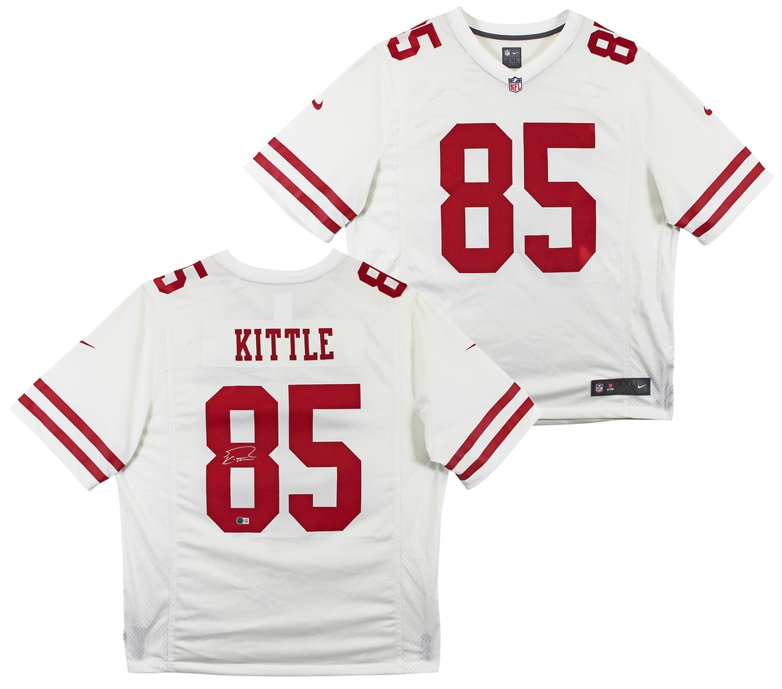 George Kittle Signed White Nike Limited Jersey BAS Witnessed 49ers: George Kittle Signed White Nike Limited Jersey BAS Witnessed 49ers Celebrate your support for the San Francisco 49ers with this authentic white Nike limited jersey personally signed by star player Geo