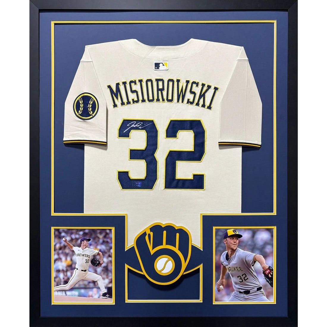 Jacob Misiorowski Signed Framed Cream Jersey PROVA COA Brewers: Jacob Misiorowski Signed Framed Cream Jersey PROVA COA Brewers This autographed Jacob Misiorowski jersey is beautifully framed and certified authentic by PROVA, ensuring top-tier verification for coll