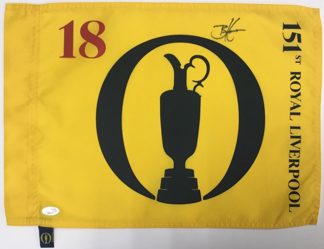 Brian Harman Signed Flag The Open 151st Royal Liverpool JSA AT49256: Brian Harman Signed Flag The Open 151st Royal Liverpool JSA AT49256 Celebrate Brian Harman's remarkable achievement at The Open 151st Royal Liverpool with this officially licensed #18 pin flag. This u