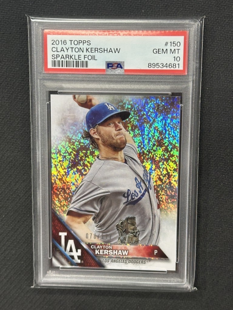Clayton Kershaw 2016 Topps Sparkle Foil Variation PSA 10 Dodgers Card #150 (1 of 2)
