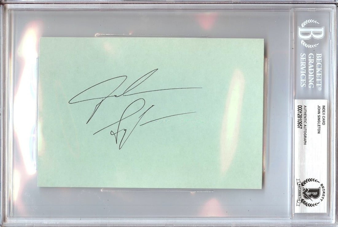 John Singleton Autographed 4X6 Index Card Beckett Certified: John Singleton Autographed 4X6 Index Card Beckett Certified This is an authentic 4x6 index card signed by John Singleton, the acclaimed director known for his work on 'Boyz n the Hood.' The autograph