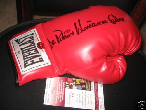 Rubin Hurricane Carter Signed Boxing Glove with JSA COA: Rubin Hurricane Carter Signed Boxing Glove with JSA COA This is an original boxing glove signed by Rubin Hurricane Carter, a notable figure in the sport of boxing. The glove comes with a JSA/COA authe