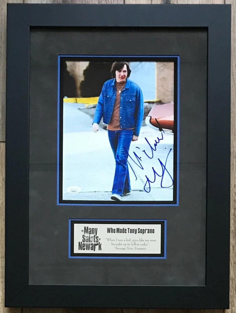 Michael Gandolfini signed 8x10 framed display JSA authenticated Many Saints of Newark: Michael Gandolfini signed 8x10 framed display JSA authenticated Many Saints of Newark This professionally framed display features an 8x10 photograph signed by Michael Gandolfini, renowned for his role