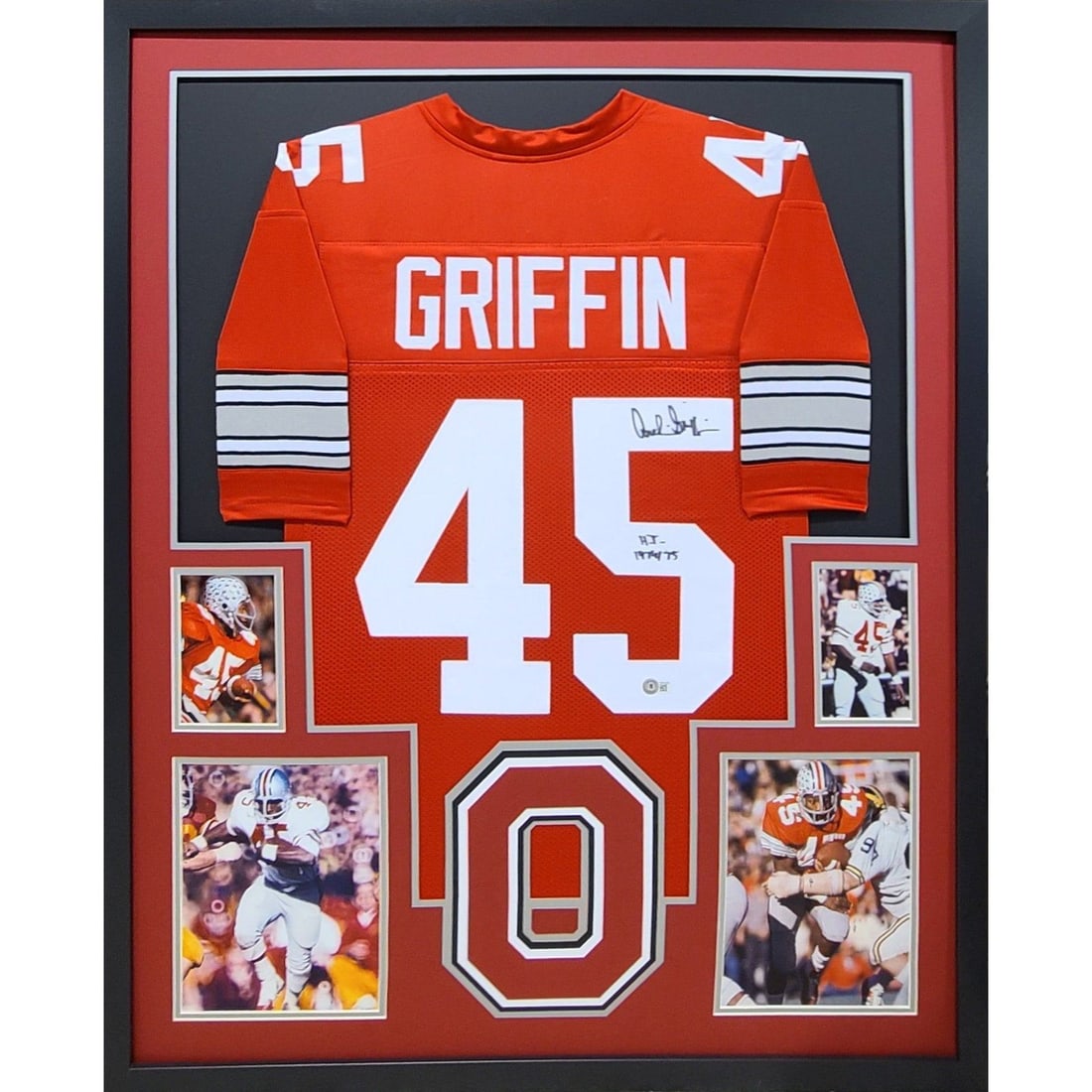 Archie Griffin Signed Framed Jersey Beckett Authenticated Ohio State: Archie Griffin Signed Framed Jersey Beckett Authenticated Ohio State This is an autographed framed jersey of Archie Griffin, the legendary Ohio State football player and Heisman Trophy winner. The jer