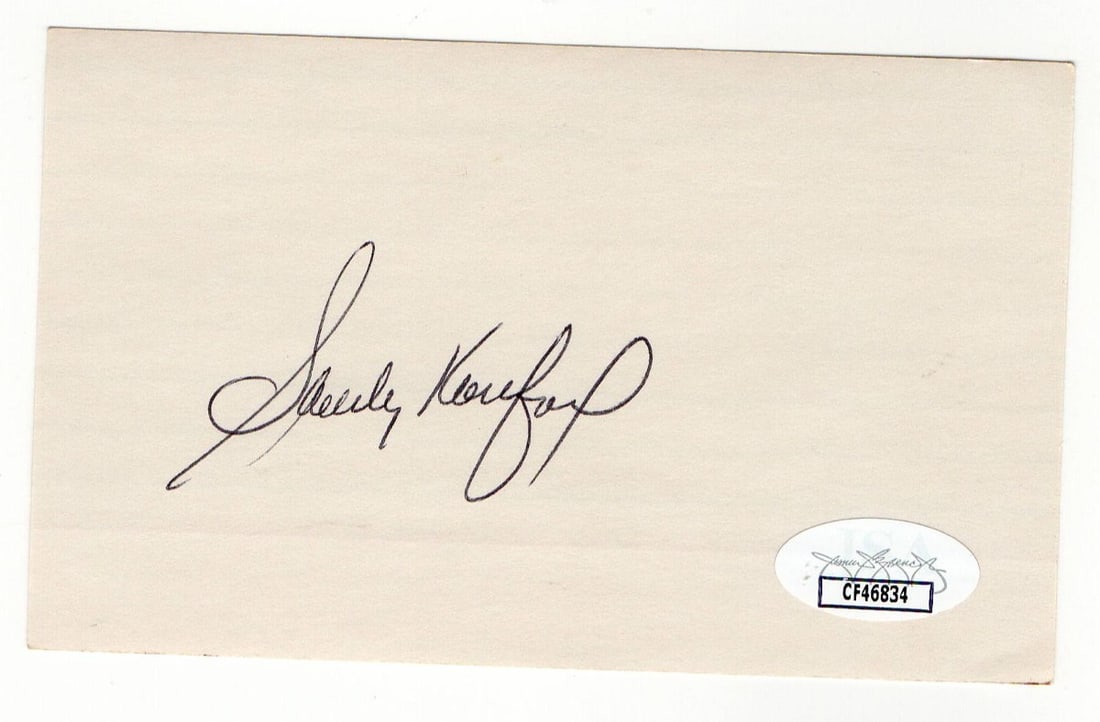 Sandy Koufax Autographed 3X5 Index Card Dodgers JSA Authenticated: Sandy Koufax Autographed 3X5 Index Card Dodgers JSA Authenticated This is an original 3x5 index card autographed by Sandy Koufax, a Hall of Fame pitcher for the Los Angeles Dodgers. The autograph is a