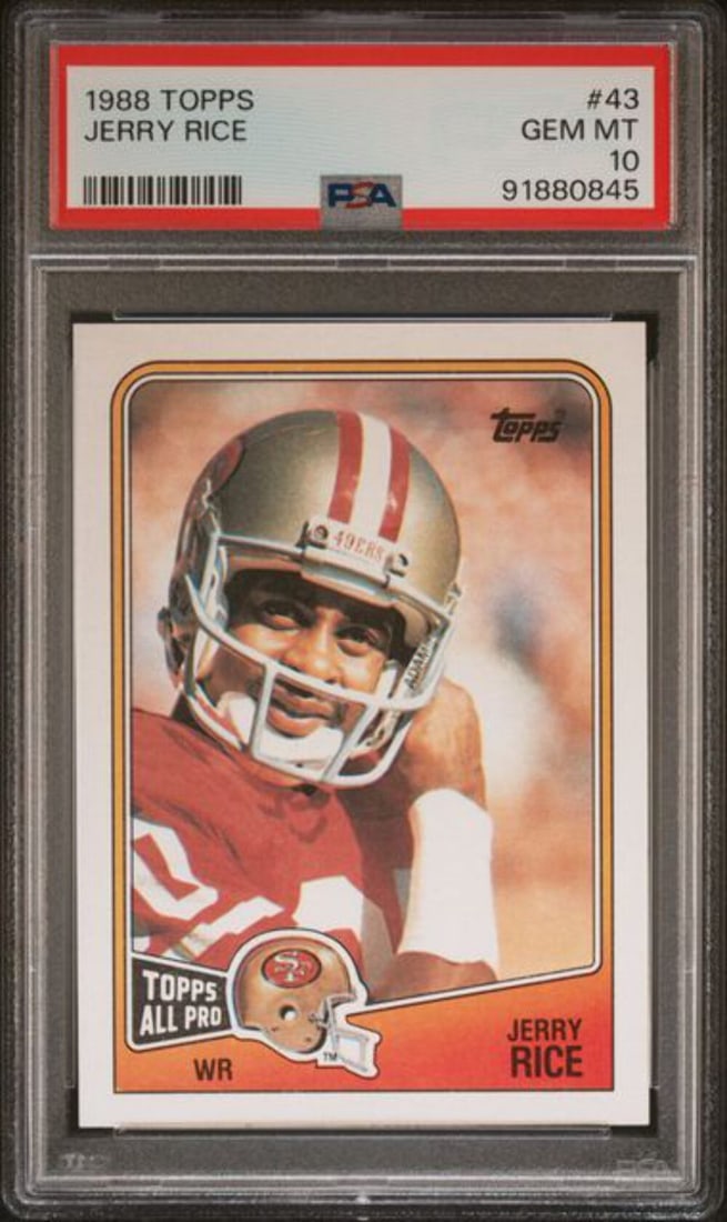 1988 Topps Jerry Rice #43 Football Card PSA 10 Gem Mint San Francisco 49ers (1 of 2)