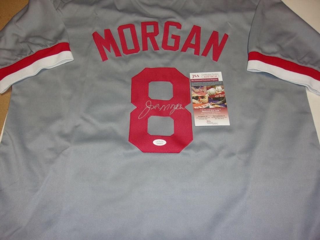 Joe Morgan Signed Cincinnati Reds Jersey JSA COA MLB HOF 90 2X WS Champs: Joe Morgan Signed Cincinnati Reds Jersey JSA COA MLB HOF 90 2X WS Champs This is an original, pre-owned Cincinnati Reds jersey signed by Hall of Famer Joe Morgan, who is celebrated for his impactful c
