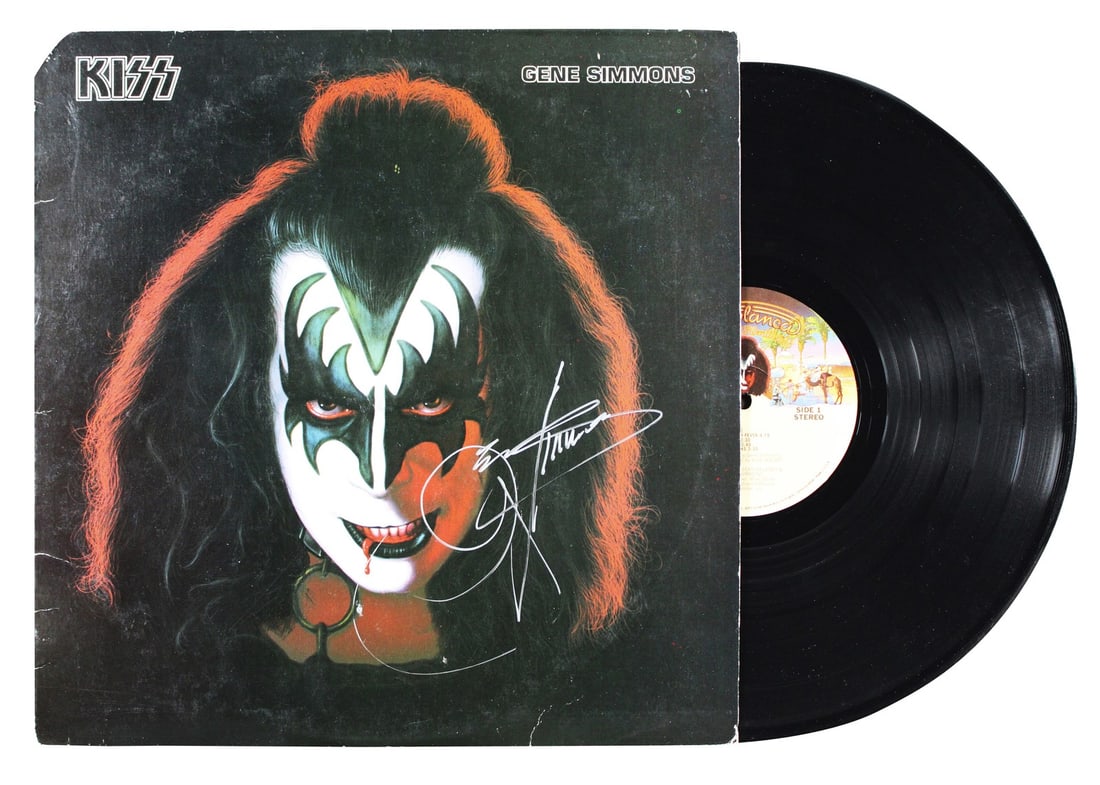 Gene Simmons Signed KISS 1978 Solo Album Cover with Vinyl BAS Authenticated: Gene Simmons Signed KISS 1978 Solo Album Cover with Vinyl BAS Authenticated This authentic autographed KISS Solo 1978 Album Cover comes complete with the original vinyl, personally signed by Gene Simm
