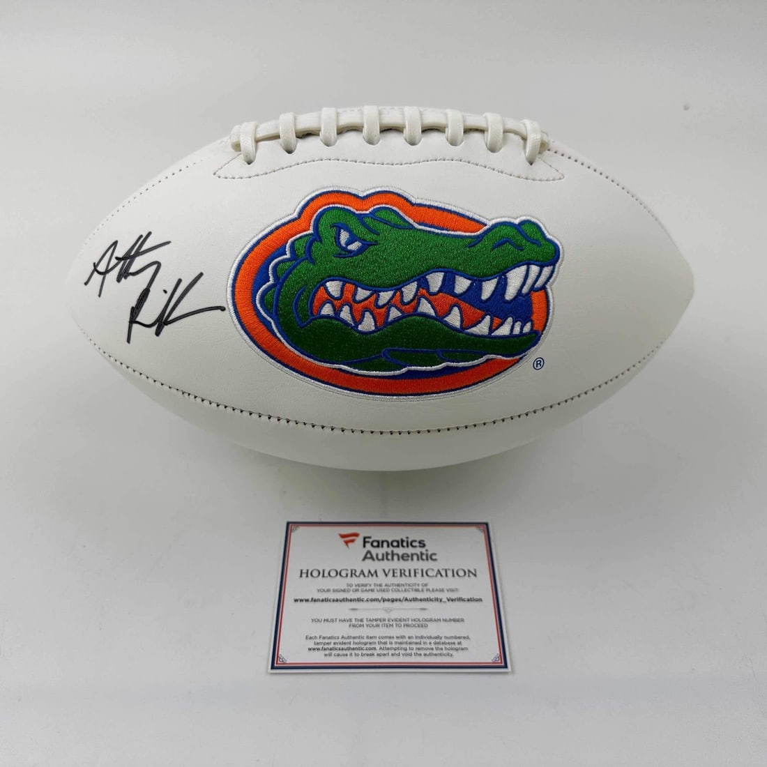 Autographed Anthony Richardson Florida Gators Football with Fanatics COA: Autographed Anthony Richardson Florida Gators Football with Fanatics COA This officially licensed autographed football features the signature of Anthony Richardson, a prominent player from the Florida