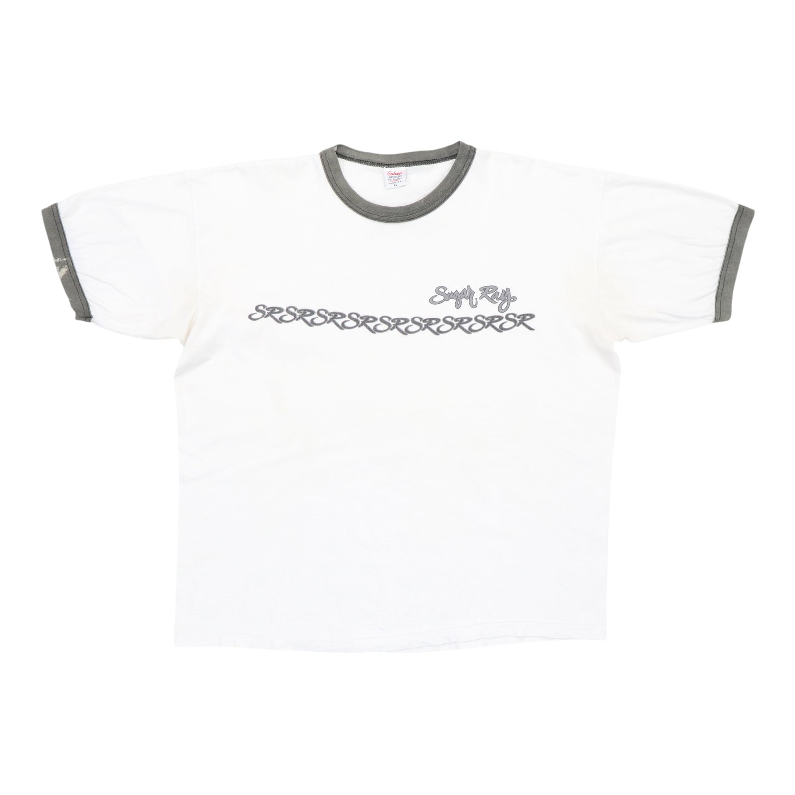 Vintage 1997 Sugar Ray Floored White Cotton Ringer T-Shirt Extra Large: Vintage 1997 Sugar Ray Floored White Cotton Ringer T-Shirt Extra Large This is an original vintage 1997 Sugar Ray "Floored" ringer shirt, featuring front and back graphics. The shirt is made of 100% c