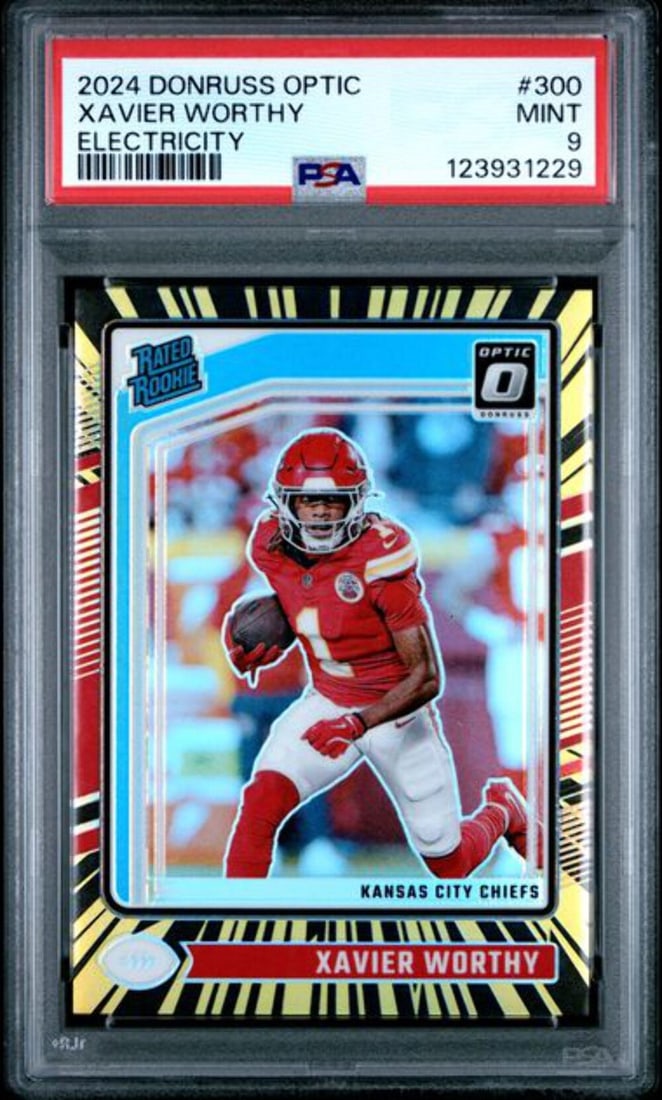 PSA 9 Donruss Optic 2024 Xavier Worthy Rookie Electricity Card Serial 75 (1 of 2)