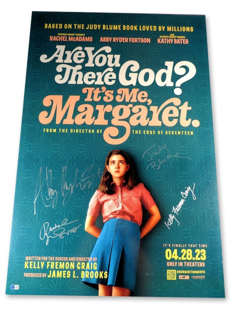 Are You There God? It's Me, Margaret 27x40 Poster Signed by McAdams and Blume Beckett Authenticated: Are You There God? It's Me, Margaret 27x40 Poster Signed by McAdams and Blume Beckett Authenticated This authentic 27X40 poster of "Are You There God? It's Me, Margaret" features the signatures of not
