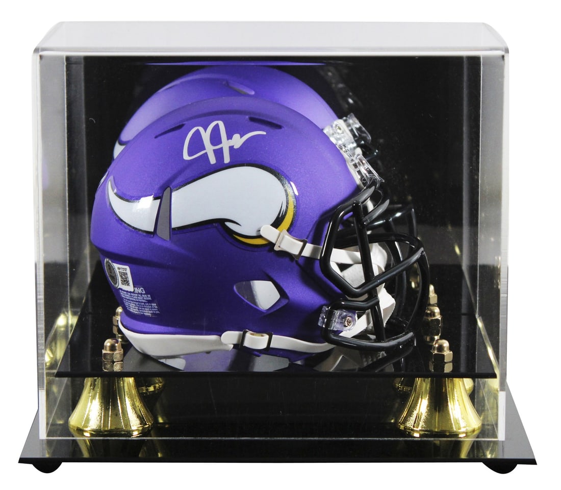 Justin Jefferson Autographed Vikings Mini Helmet with Beckett Authentication: Justin Jefferson Autographed Vikings Mini Helmet with Beckett Authentication This Justin Jefferson signed purple speed mini helmet is a must-have for any Minnesota Vikings fan. The helmet is adorned w