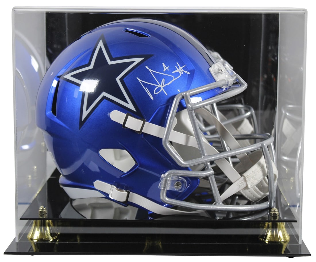 Dak Prescott Signed Flash Full Size Helmet with Beckett Authentication: Dak Prescott Signed Flash Full Size Helmet with Beckett Authentication This autographed alternate Flash Riddell full-size speed replica helmet has been personally signed by Dak Prescott of the Dallas