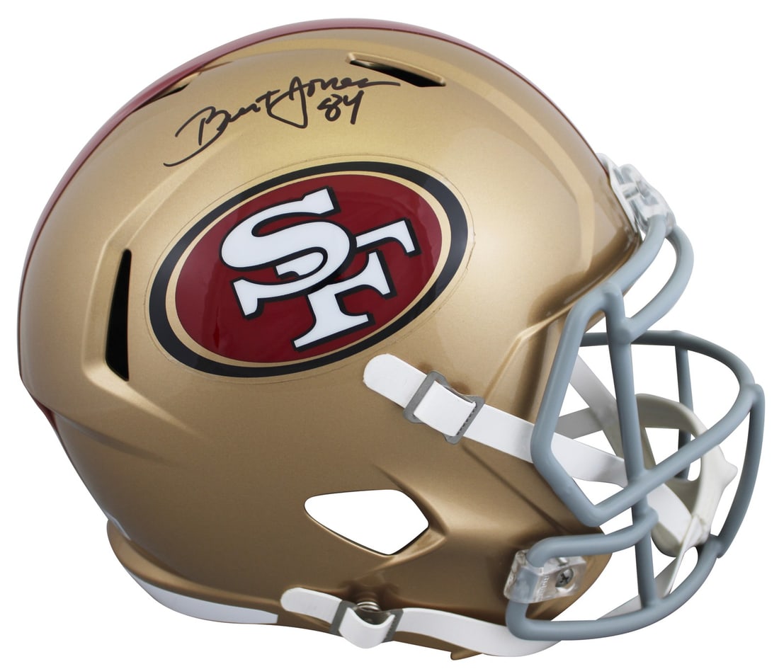 Brent Jones Signed 49ers Full Size Speed Replica Helmet BAS Authenticated: Brent Jones Signed 49ers Full Size Speed Replica Helmet BAS Authenticated This authentic full-size speed replica helmet is personally signed by Brent Jones, a notable player from the San Francisco 49e