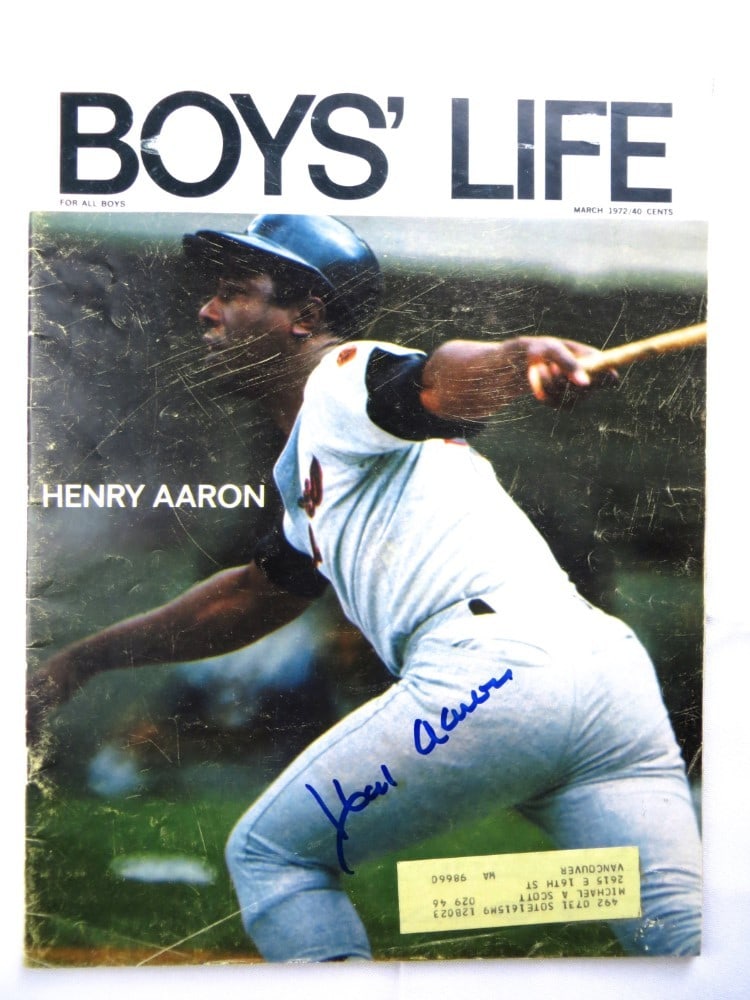 Hank Aaron Autographed Boy's Life Magazine 1972 Braves JSA Certified: Hank Aaron Autographed Boy's Life Magazine 1972 Braves JSA Certified This original magazine from 1972 features Hank Aaron, the legendary Atlanta Braves player, and includes his authentic signature. Th