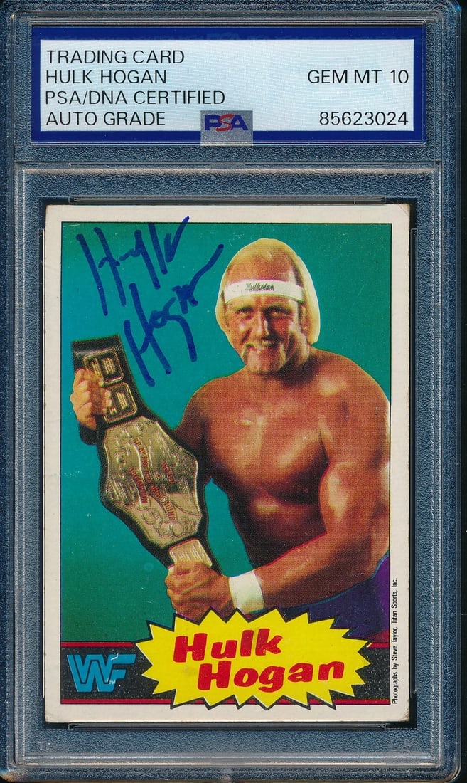 1985 TOPPS WWF Hulk Hogan Autographed Rookie Card #16 PSA/DNA 10: 1985 TOPPS WWF Hulk Hogan Autographed Rookie Card #16 PSA/DNA 10 This listing features a 1985 TOPPS WWF Hulk Hogan Signed/Autographed On Card Rookie Card #16. The card is authenticated by PSA/DNA and