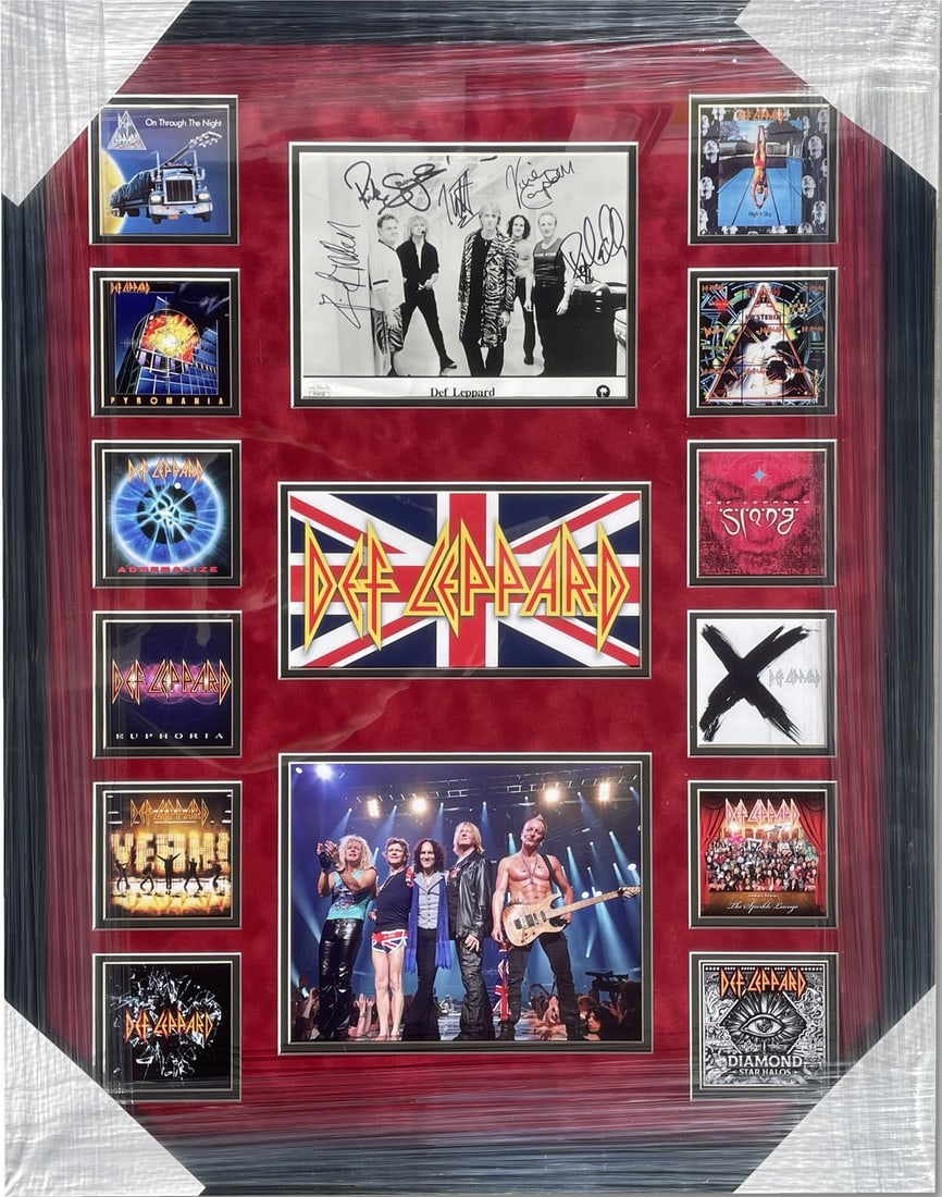 Def Leppard Band Signed 8x10 Photo Framed JSA Authenticated (1 of 4)