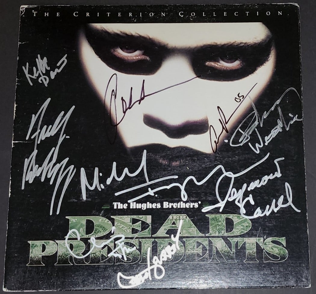 Dead Presidents Autographed Laserdisc Cover JSA Authenticated by Cast: Dead Presidents Autographed Laserdisc Cover JSA Authenticated by Cast This unique collectible features a signed cover of the iconic 'Dead Presidents' Laserdisc, autographed by an impressive cast inclu