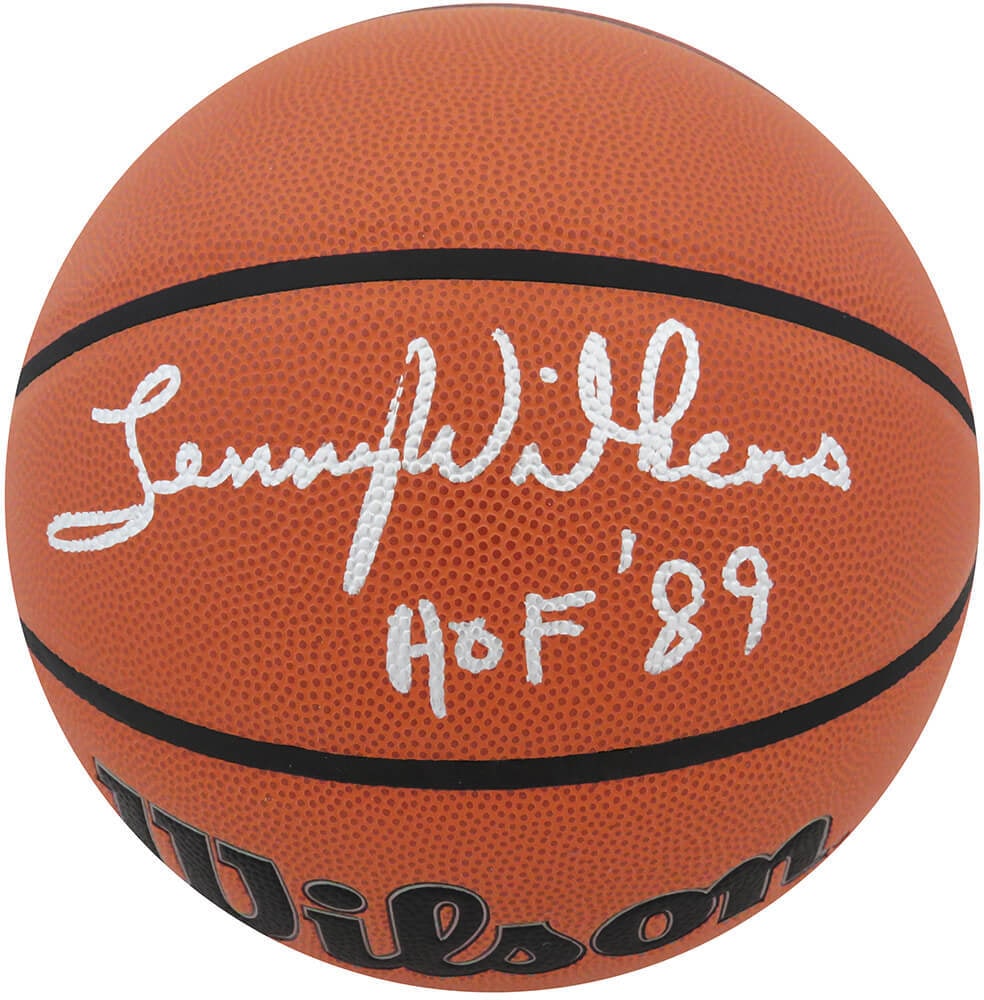 Lenny Wilkens Signed Wilson NBA Basketball HOF 89 COA: Lenny Wilkens Signed Wilson NBA Basketball HOF 89 COA Lenny Wilkens Signed Wilson NBA Basketball HOF 89 COA This is a Lenny Wilkens signed Wilson Indoor/Outdoor NBA basketball featuring the 'HOF 89' i