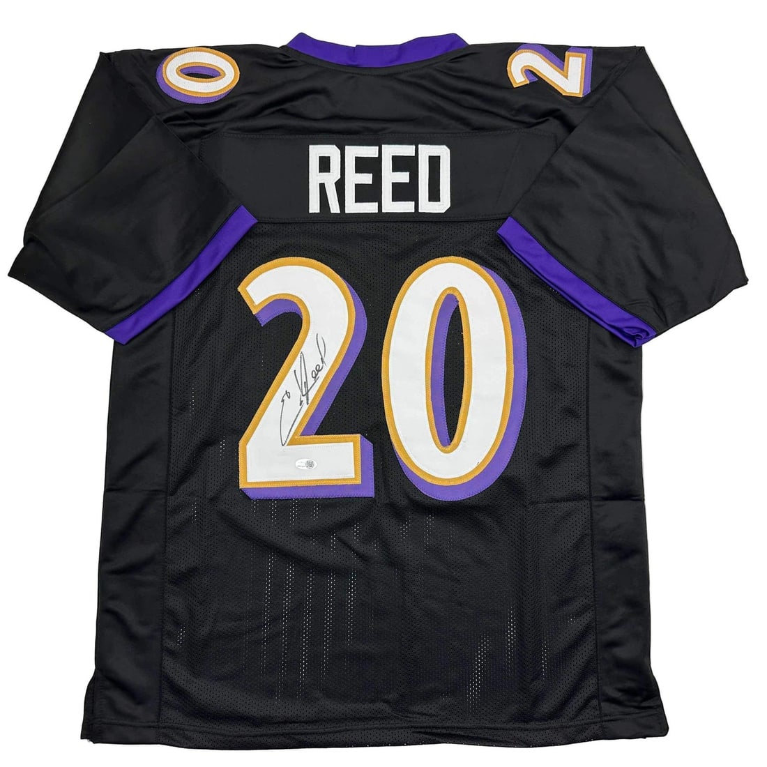 Autographed Ed Reed Baltimore Ravens Black Jersey Beckett BAS COA: Autographed Ed Reed Baltimore Ravens Black Jersey Beckett BAS COA This is an authentic autographed Ed Reed Baltimore Ravens black football jersey, certified by Beckett Grading Services. The jersey fea