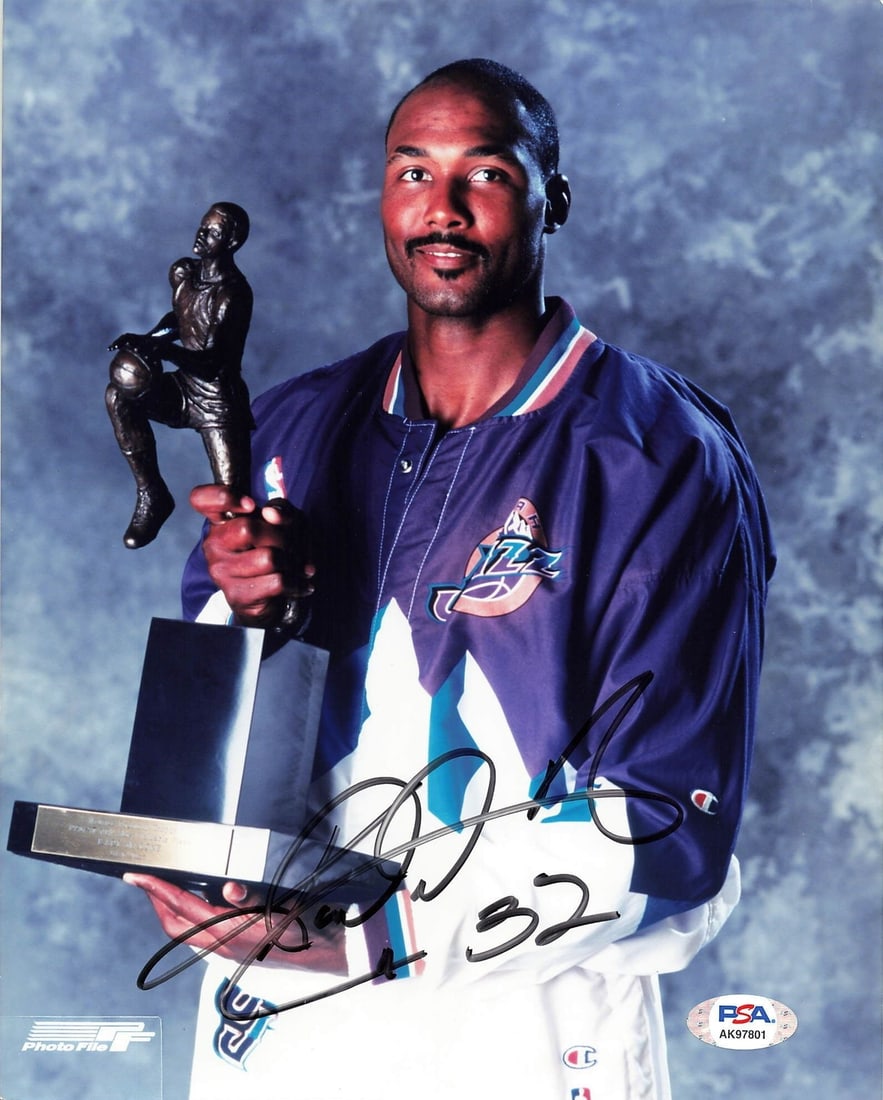 Karl Malone Utah Jazz Autographed 8x10 Photo PSA/DNA Certified: Karl Malone Utah Jazz Autographed 8x10 Photo PSA/DNA Certified This is an original 8x10 photograph autographed by Karl Malone, the legendary player of the Utah Jazz. The high-quality print features Ma