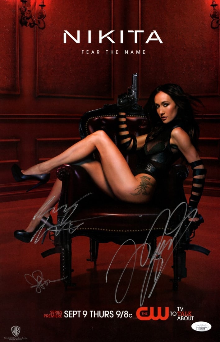 Maggie Q Lyndsy Fonseca Signed 11x17 Nikita Poster JSA Authenticated: Maggie Q Lyndsy Fonseca Signed 11x17 Nikita Poster JSA Authenticated This original 11x17 poster features autographs from Maggie Q and Lyndsy Fonseca, stars of 'Nikita' on The CW. The poster is authent
