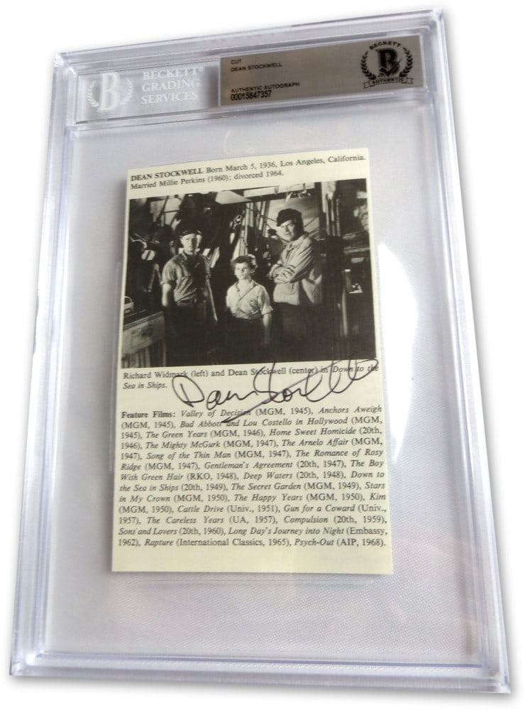 Dean Stockwell Signed Magazine Photo 6 x 9 Beckett Authenticated: Dean Stockwell Signed Magazine Photo 6 x 9 Beckett Authenticated This original magazine photo features a signature from Dean Stockwell, known for his roles in film and television, including the classi