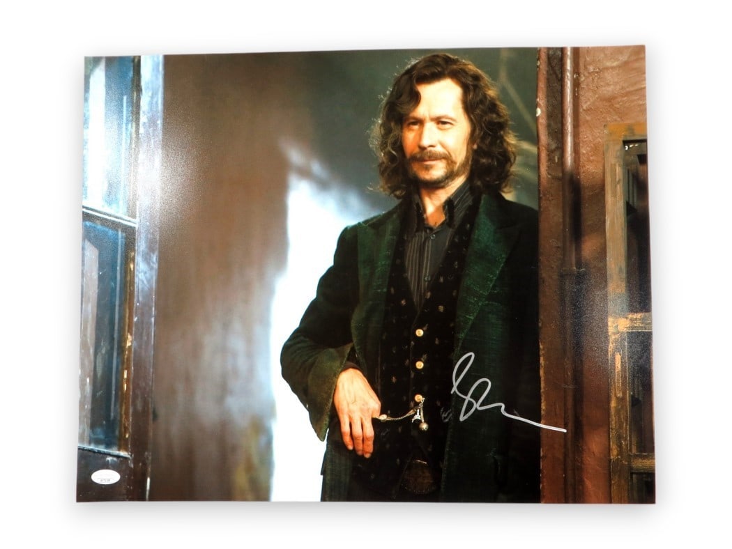 Gary Oldman Autographed 16x20 Sirius Black Photo JSA Certified: Gary Oldman Autographed 16x20 Sirius Black Photo JSA Certified This stunning 16x20 photograph features Gary Oldman as Sirius Black from the Harry Potter series, beautifully autographed by the actor hi