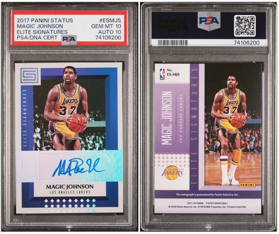Magic Johnson 2017 Panini Status Elite Signature PSA 10 Los Angeles Lakers (1 of 1)