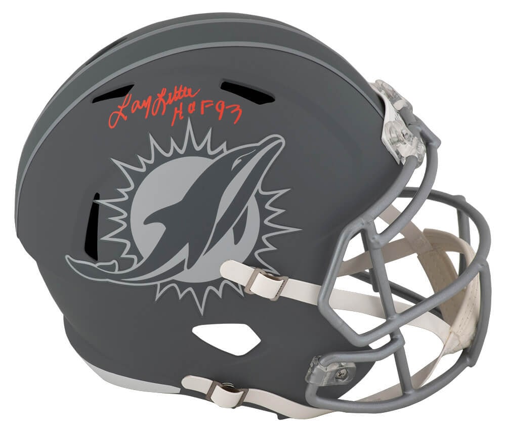 Larry Little Signed Dolphins Riddell Helmet HOF 93 COA: Larry Little Signed Dolphins Riddell Helmet HOF 93 COA Larry Little Signed Dolphins Riddell Helmet HOF 93 COA This is a signed Miami Dolphins Slate Riddell full-size speed replica helmet by Larry Litt