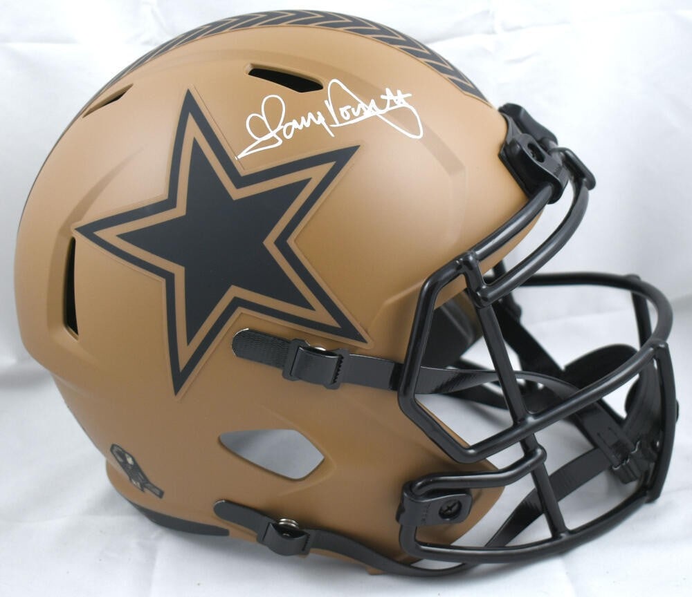 Tony Dorsett Autographed Dallas Cowboys Speed Helmet Beckett Authenticated: Tony Dorsett Autographed Dallas Cowboys Speed Helmet Beckett Authenticated This is an original full-size STS Speed helmet signed by Tony Dorsett, a legendary player of the Dallas Cowboys. The helmet c