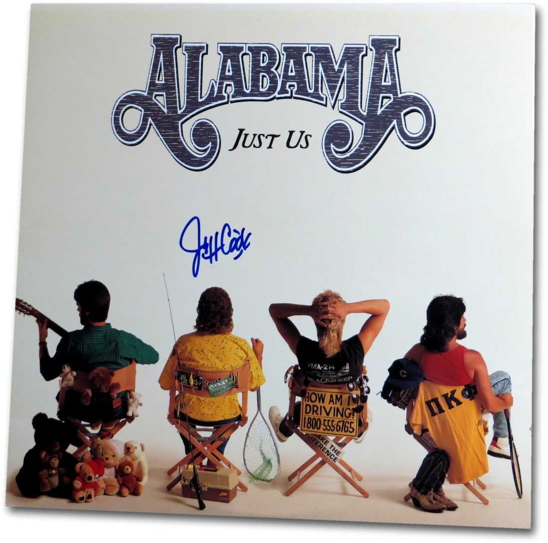 Jeff Cook Autographed Alabama Just Us Album Cover JSA Certified: Jeff Cook Autographed Alabama Just Us Album Cover JSA Certified This item features a signed album cover by Jeff Cook, a member of the iconic band Alabama. The cover is accompanied by the original reco