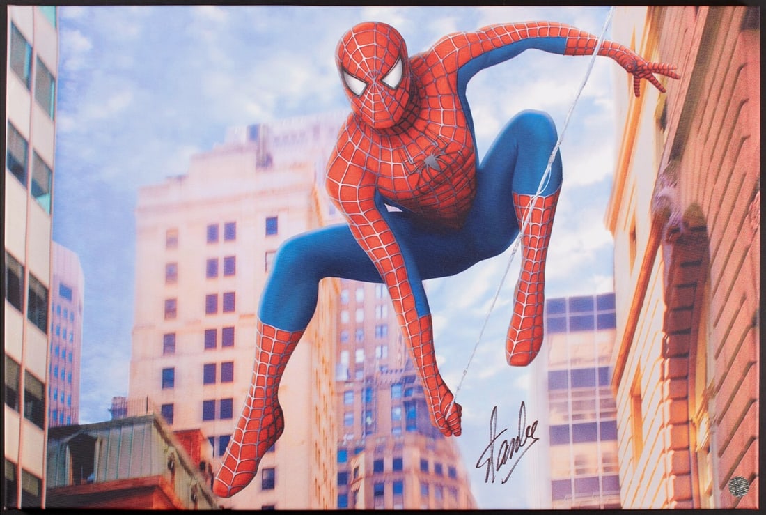 Stan Lee Signed 24x36 Spider-Man Canvas Print Beckett Authenticated (1 of 3)