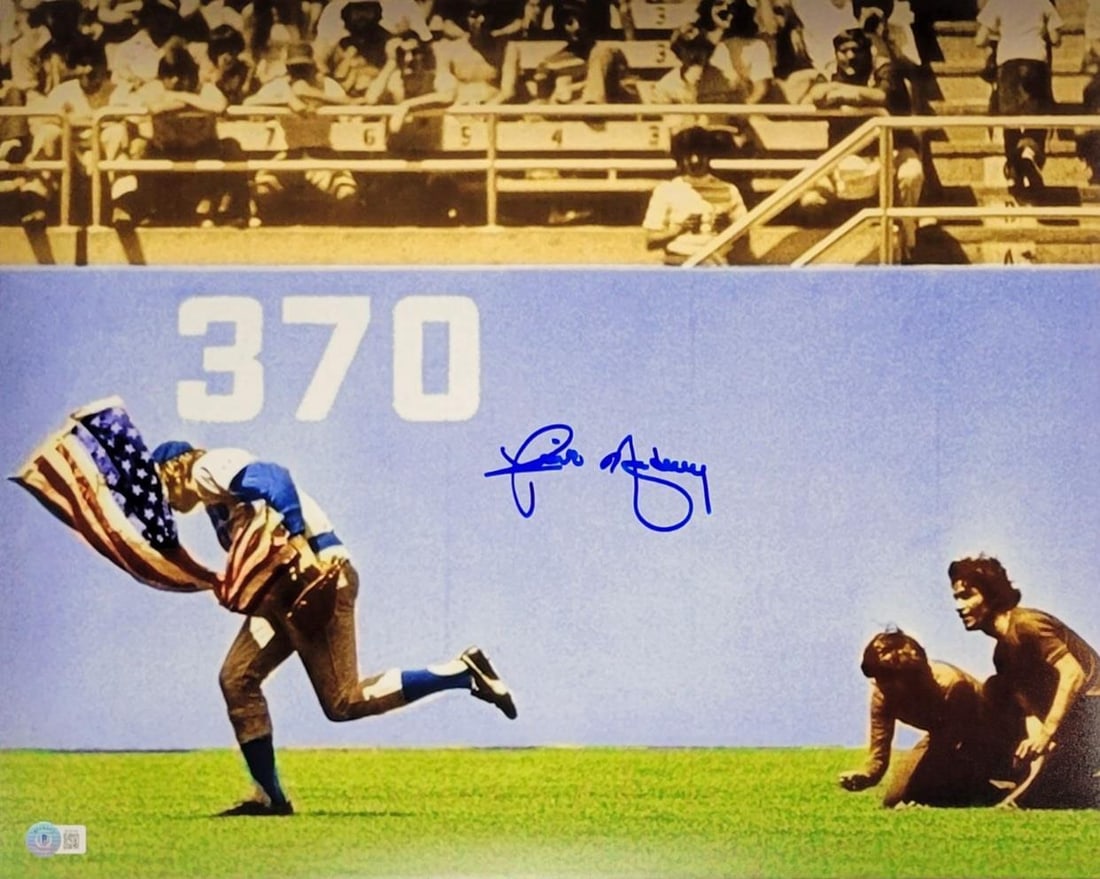 Rick Monday Signed 16x20 Photo Saves American Flag Beckett BAS: Rick Monday Signed 16x20 Photo Saves American Flag Beckett BAS This is a remarkable 16x20 photo of Rick Monday, renowned for his heroic act of saving the American flag during a baseball game. The phot