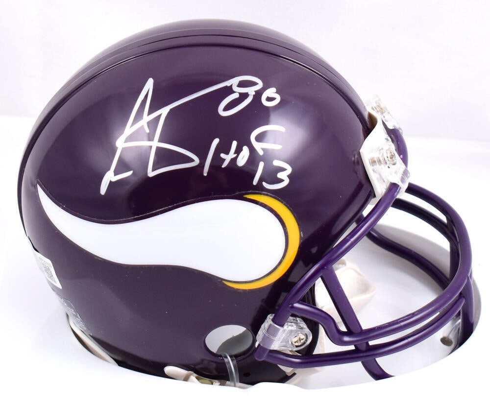 Cris Carter Autographed Mini Helmet Minnesota Vikings HOF Beckett Authenticated: Cris Carter Autographed Mini Helmet Minnesota Vikings HOF Beckett Authenticated This mini helmet features the iconic design of the Minnesota Vikings and is autographed by legendary wide receiver Cris