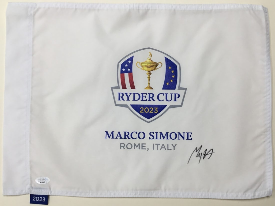 Max Homa Signed 2023 Ryder Cup Pin Flag JSA Authenticated: Max Homa Signed 2023 Ryder Cup Pin Flag JSA Authenticated Celebrate the excitement of the 2023 Ryder Cup with this officially licensed pin flag, personally signed by PGA star Max Homa. This unique ite