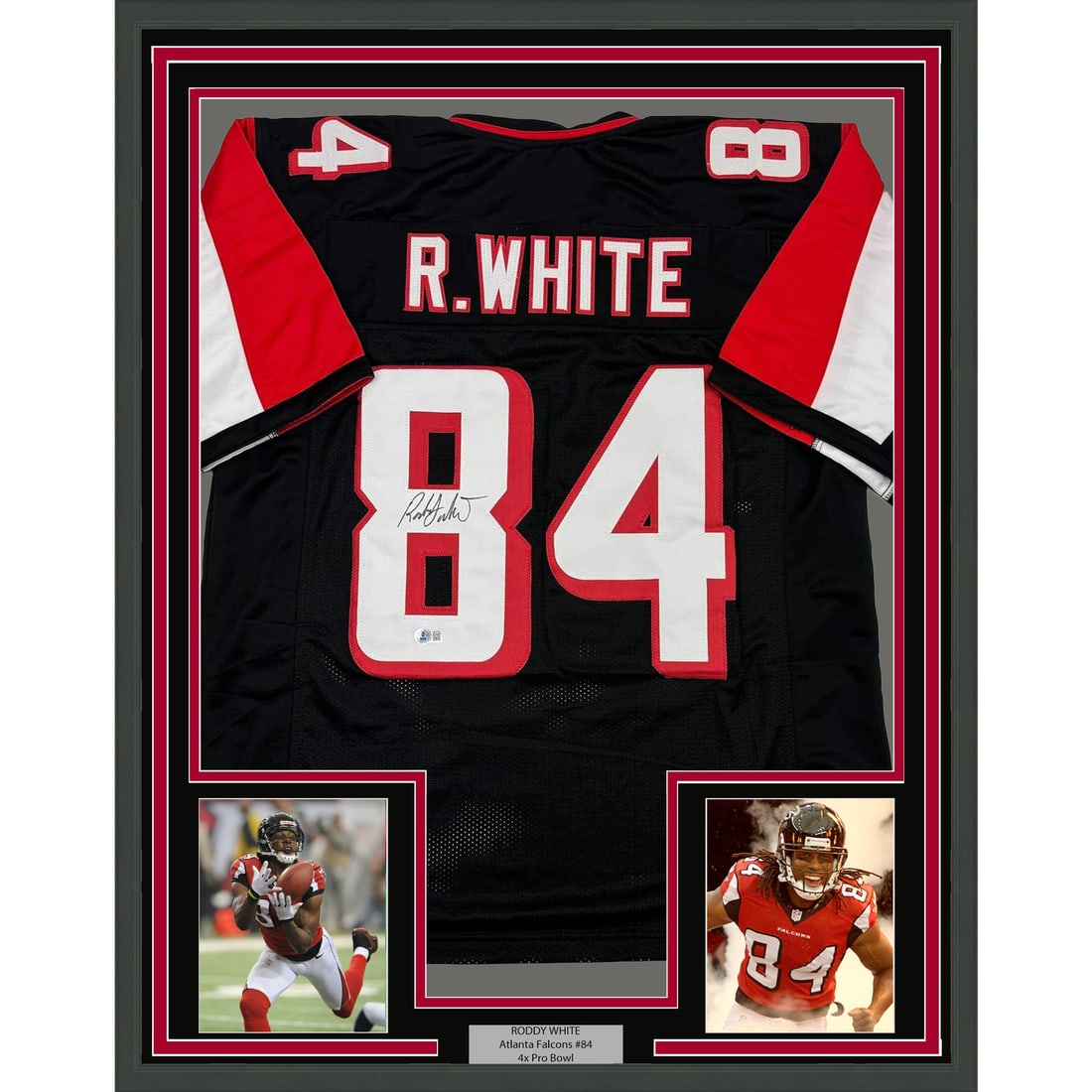 Framed Autographed Roddy White Atlanta Falcons Jersey Beckett BAS COA 35x39: Framed Autographed Roddy White Atlanta Falcons Jersey Beckett BAS COA 35x39 Celebrate your love for the Atlanta Falcons with this professionally framed autographed jersey of Roddy White. This authenti