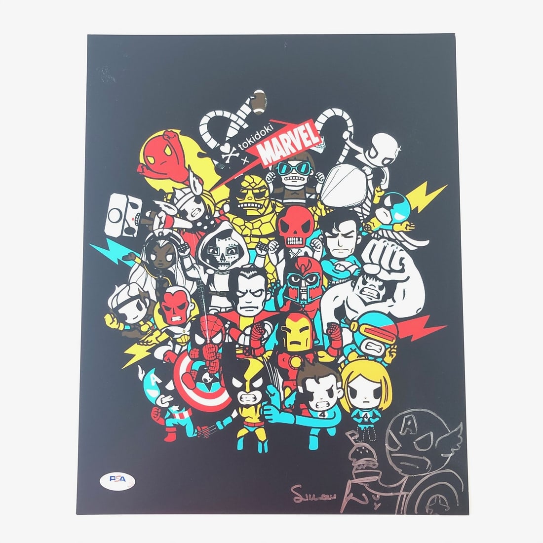 Simone Legno Autographed 11x14 Photo PSA/DNA Certified Marvel: Simone Legno Autographed 11x14 Photo PSA/DNA Certified Marvel This is an original 11x14 photograph signed by Simone Legno, featuring a unique sketch from the Marvel universe. The authenticity of Simon